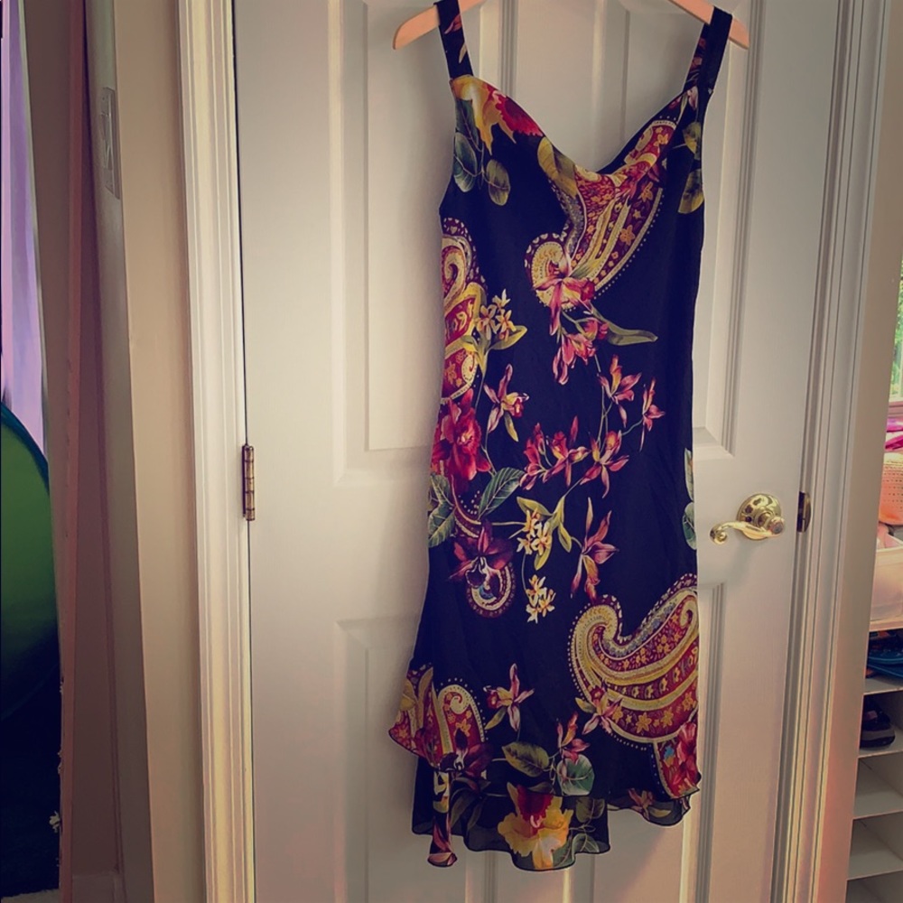 Beautiful flowery summer drape neck dress